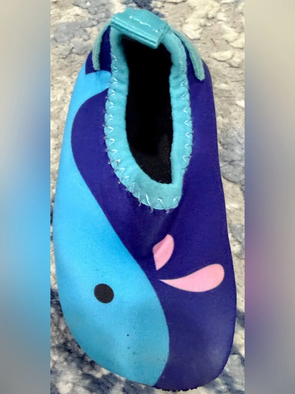 Kids Blue Aqua Slip-On Water Shoes with Pink Details